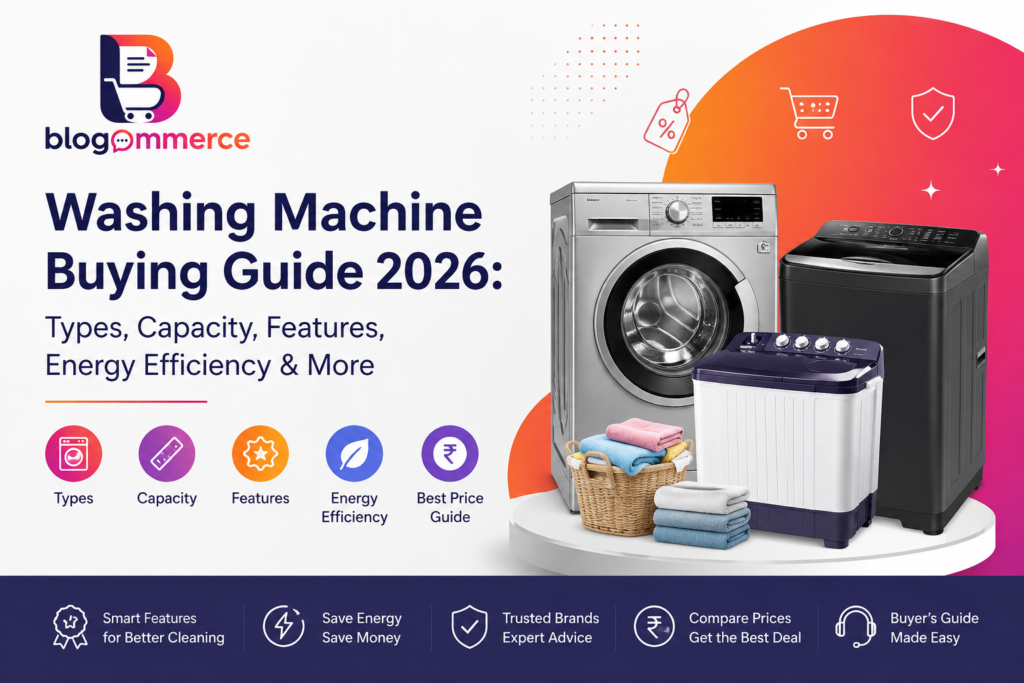 Washing Machine Buying Guide 2026 with types, capacity, features and energy efficiency