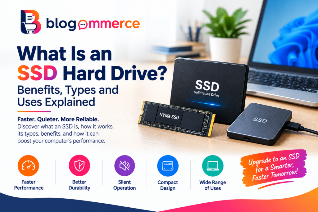 SSD hard drive showing fast storage performance for computers and laptops